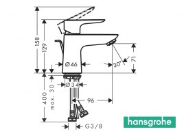 MEDIDAS MONOMANDO LAVABO 80 TALIS HANSGROHE